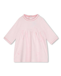Cotton fancy print dress - Baby Pink