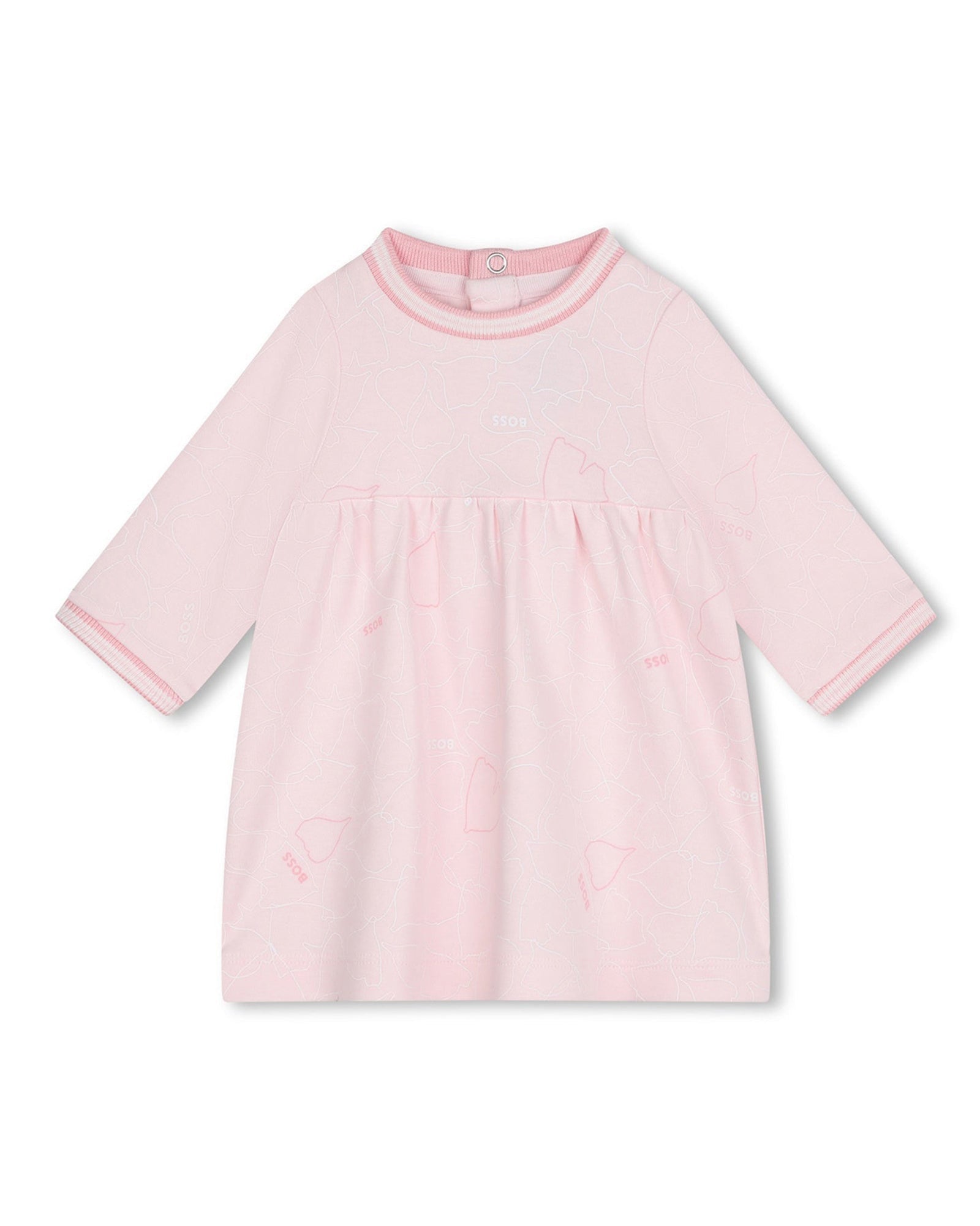 Cotton fancy print dress - Baby Pink