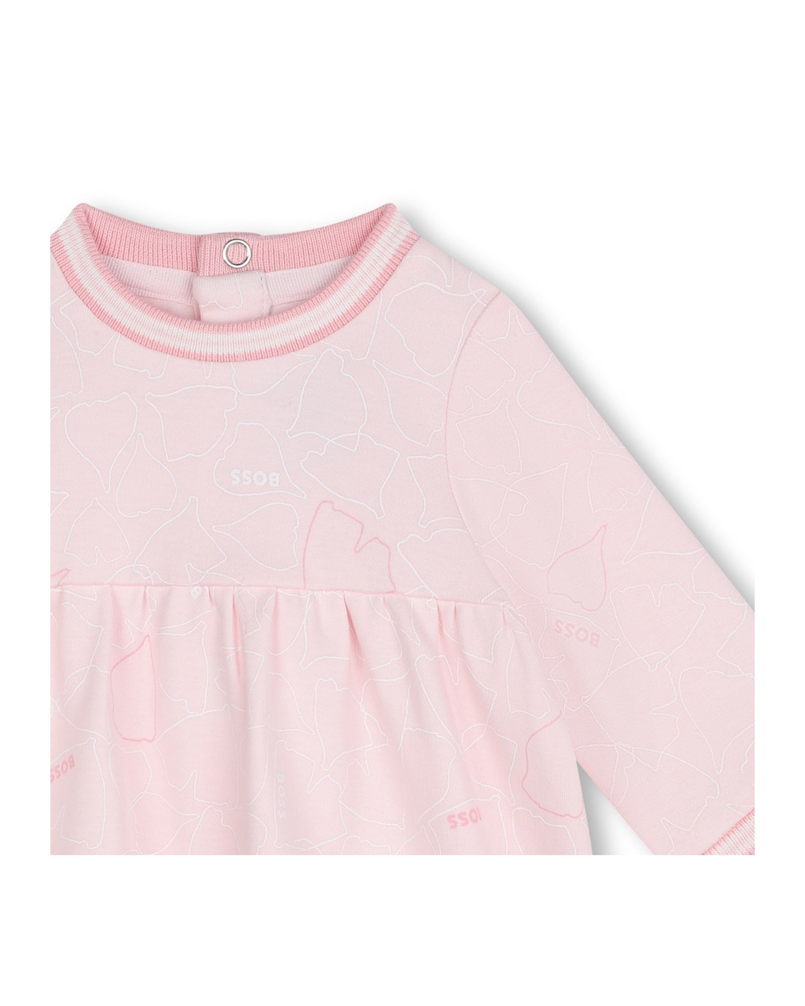 Cotton fancy print dress - Baby Pink