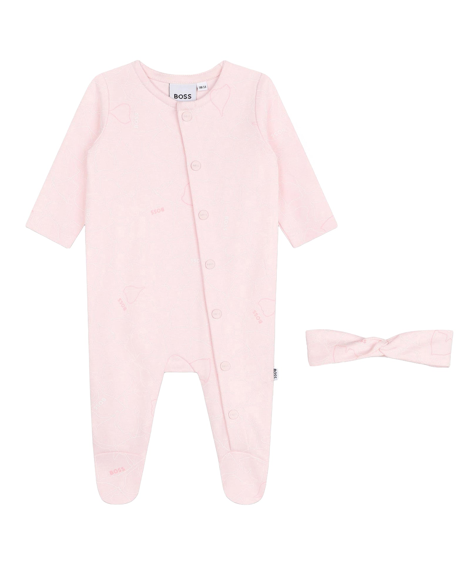 Cotton fantasy print pyjama and headband set - Baby Pink