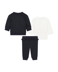 Ensemble 3 pièces avec cardigan en coton - Bleu Cargo