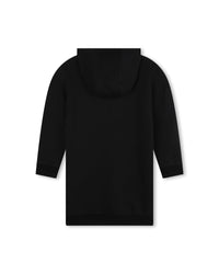 Hooded dress with cotton braids - Black