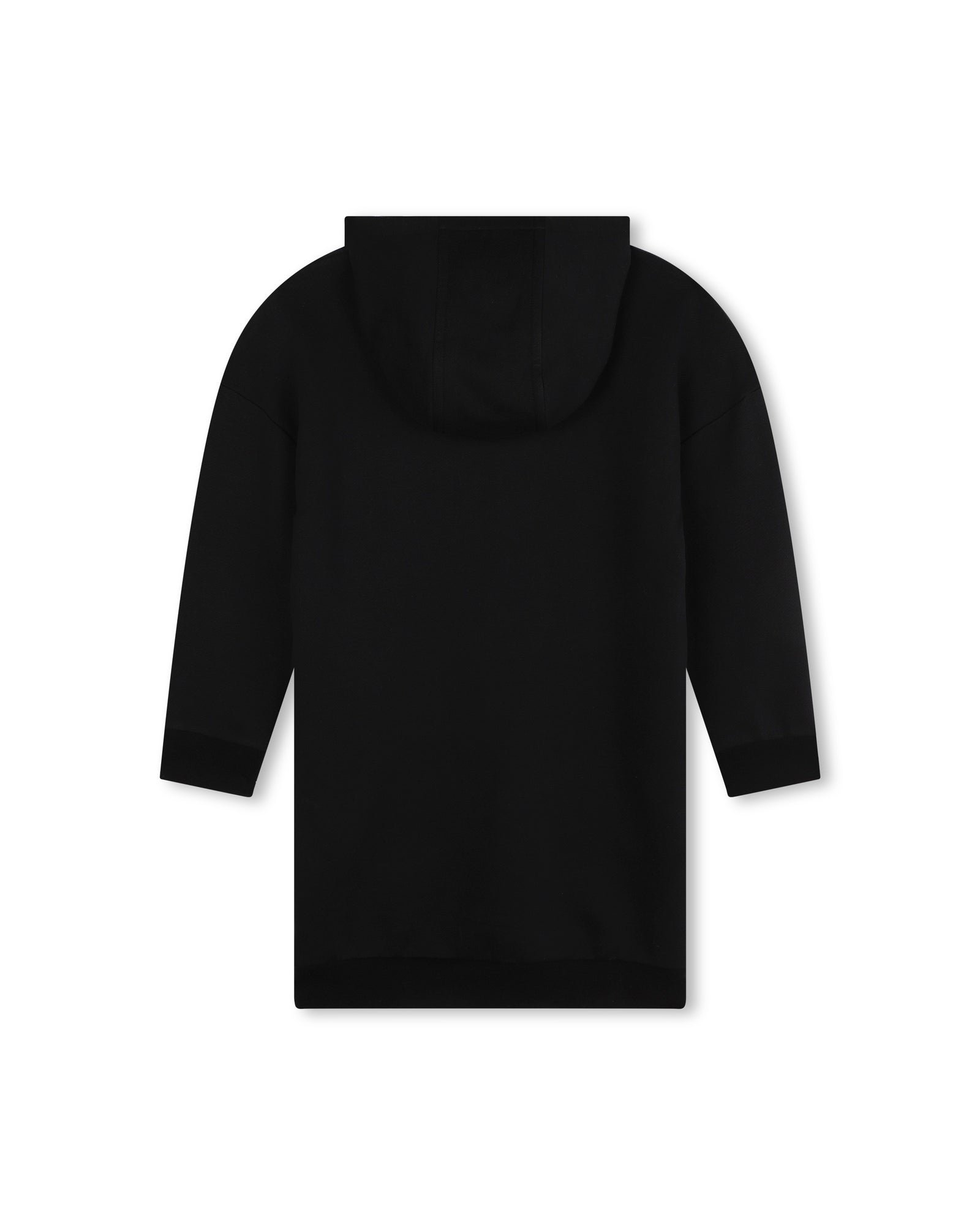 Hooded dress with cotton braids - Black