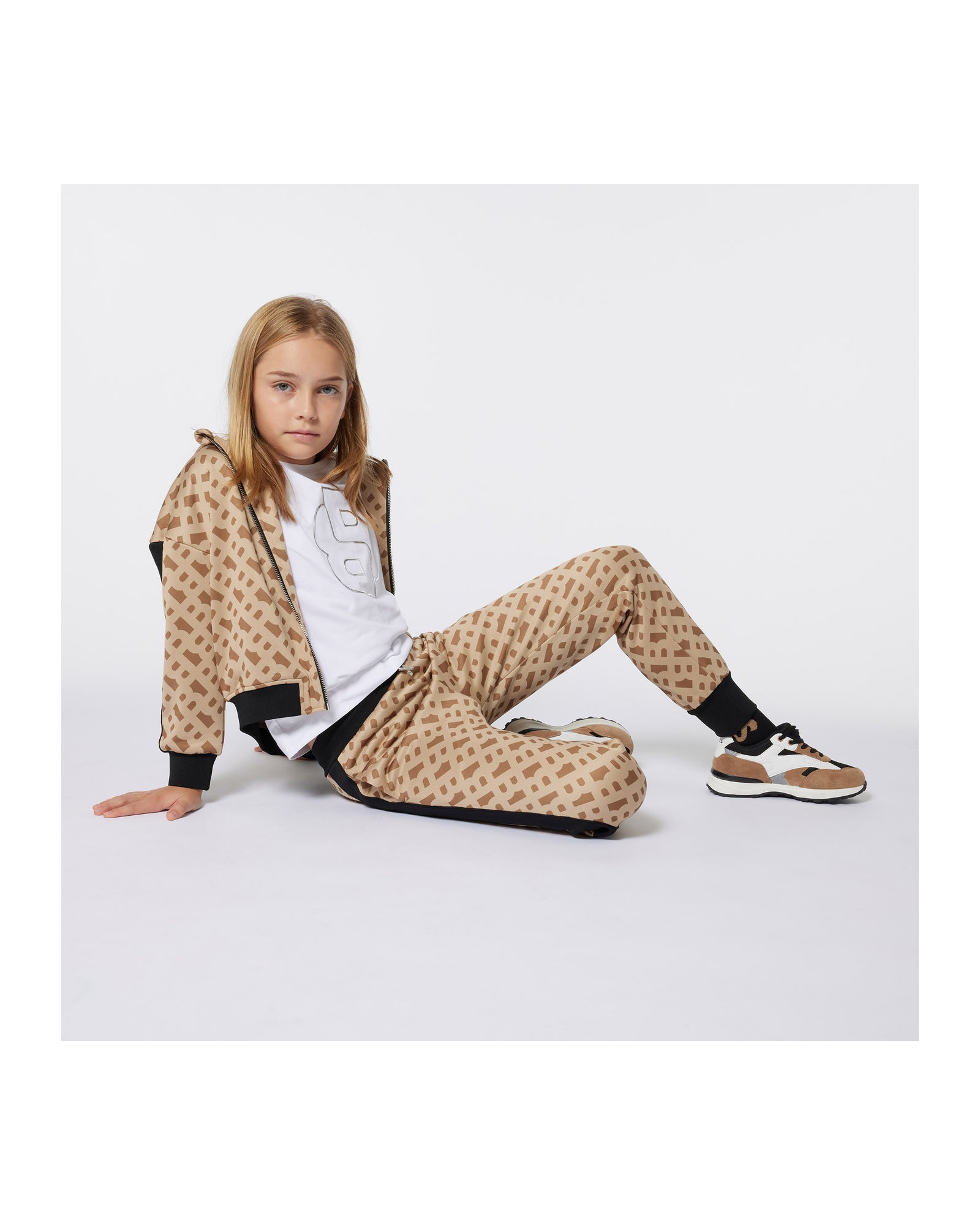 Gilet à capuche imprimé monogramme - Cookie