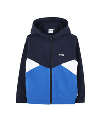 Gilet à capuche à découpes en coton - Bleu Cargo