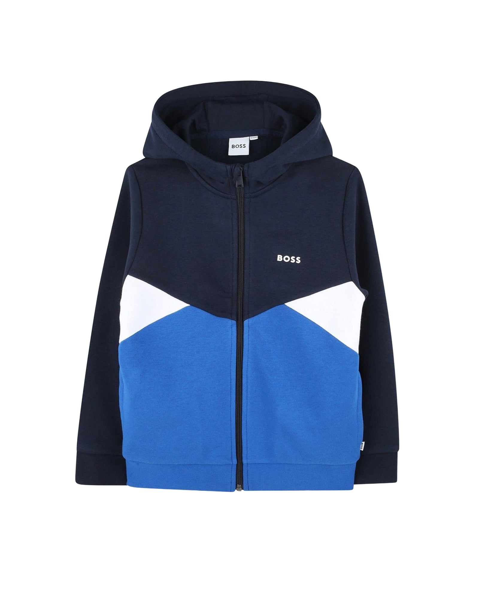 Gilet à capuche à découpes en coton - Bleu Cargo