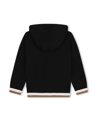Hooded waistcoat with cotton braids - Black