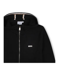 Hooded waistcoat with cotton braids - Black