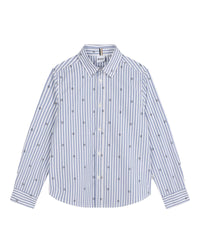 Chemise à manches longues à rayures en coton - Blanc