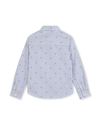 Chemise à manches longues à rayures en coton - Blanc