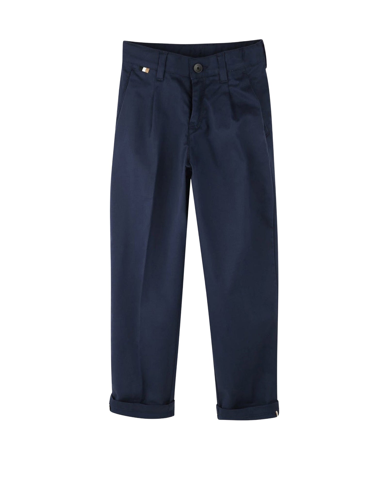 Pantalon chino à poches en coton - Bleu Cargo