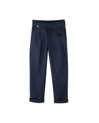Pantalon chino à poches en coton - Bleu Cargo