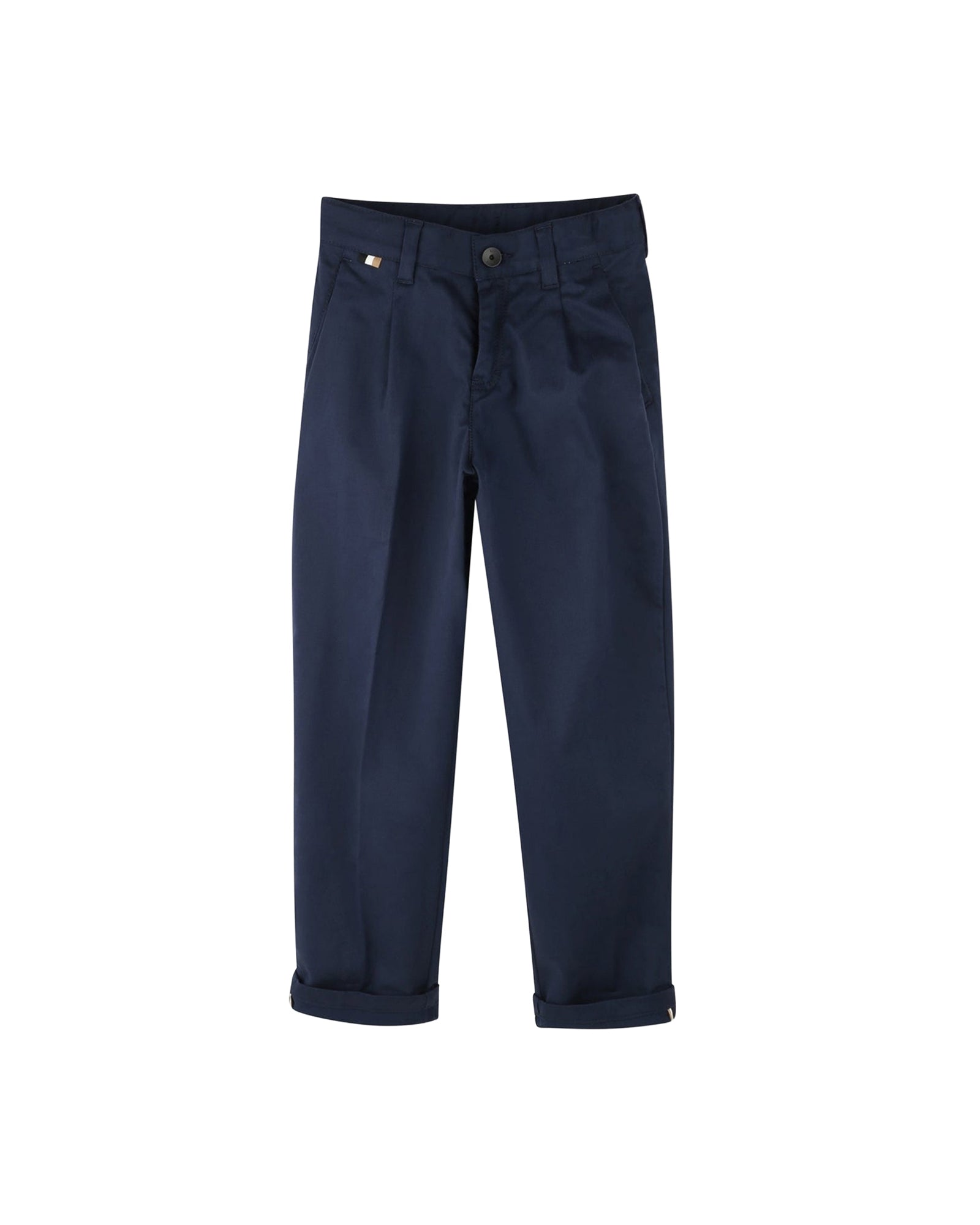 Pantalon chino à poches en coton - Bleu Cargo