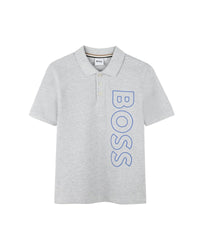 Polo à manches courtes à logo en coton - Gris Chiné