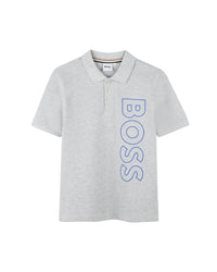 Polo à manches courtes à logo en coton - Gris Chiné