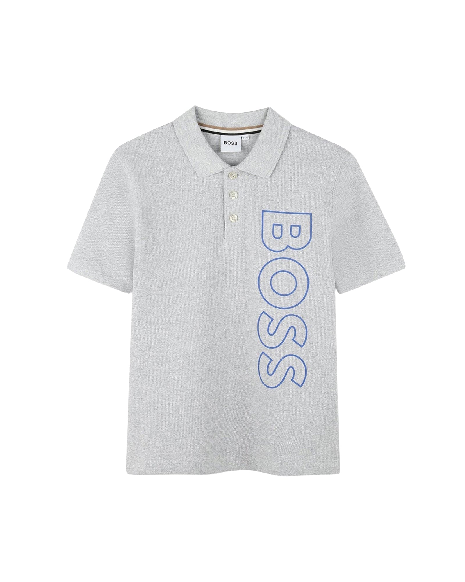 Short-sleeved cotton logo polo shirt - Mottled grey