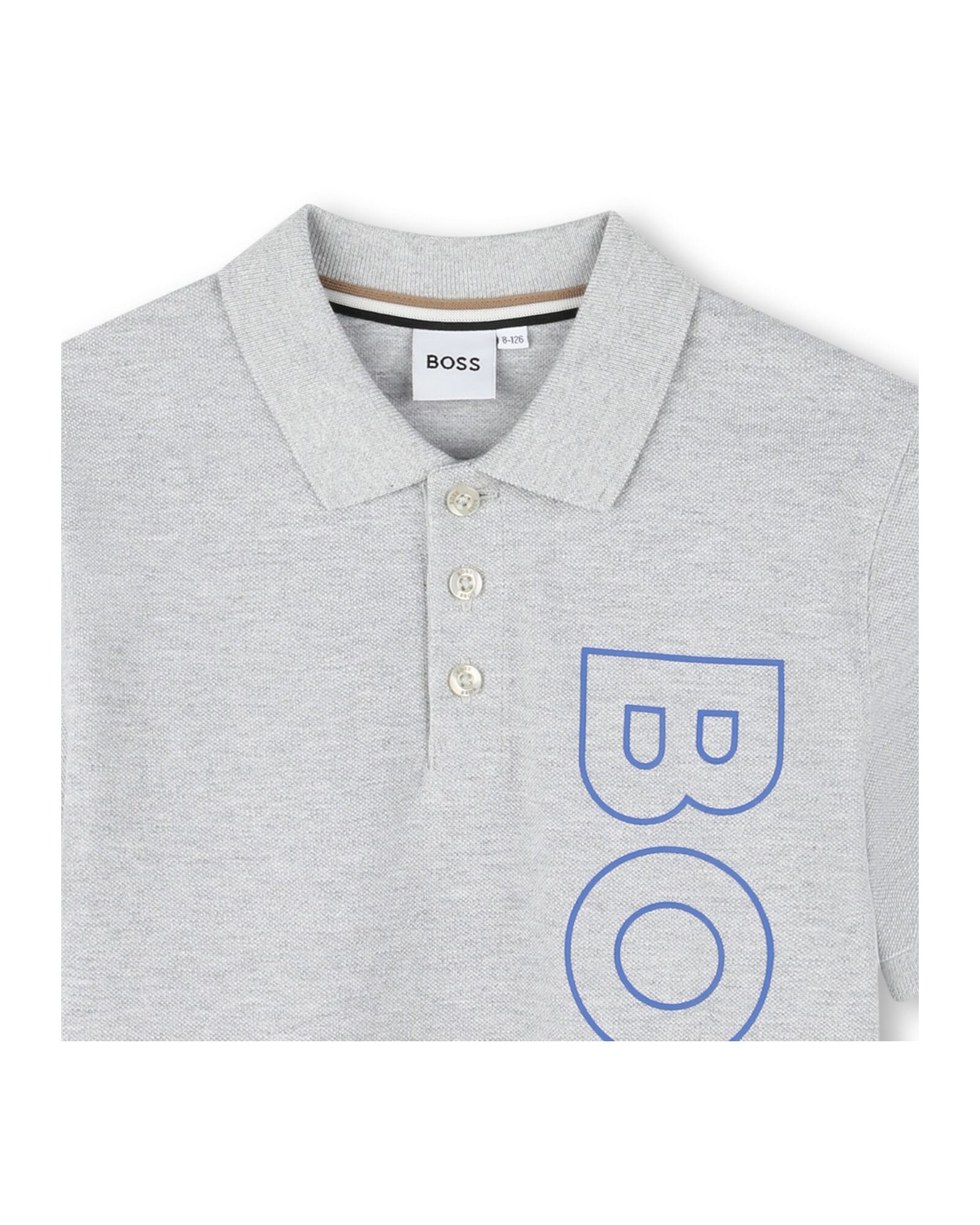 Short-sleeved cotton logo polo shirt - Mottled grey