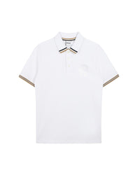 Polo à manches courtes à tresse en coton - Blanc