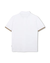 Polo à manches courtes à tresse en coton - Blanc