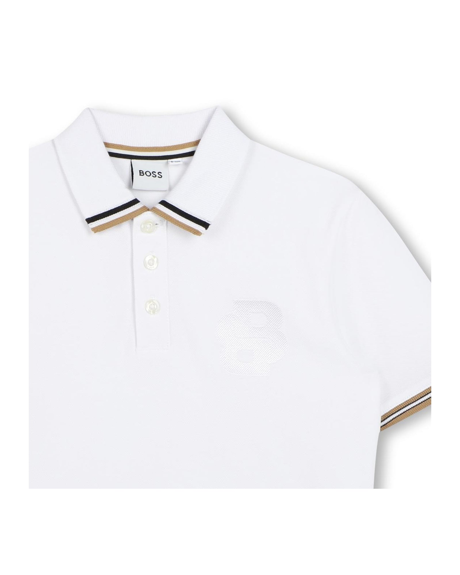 Polo à manches courtes à tresse en coton - Blanc