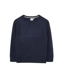 Pull à logo embossé en coton - Bleu Cargo