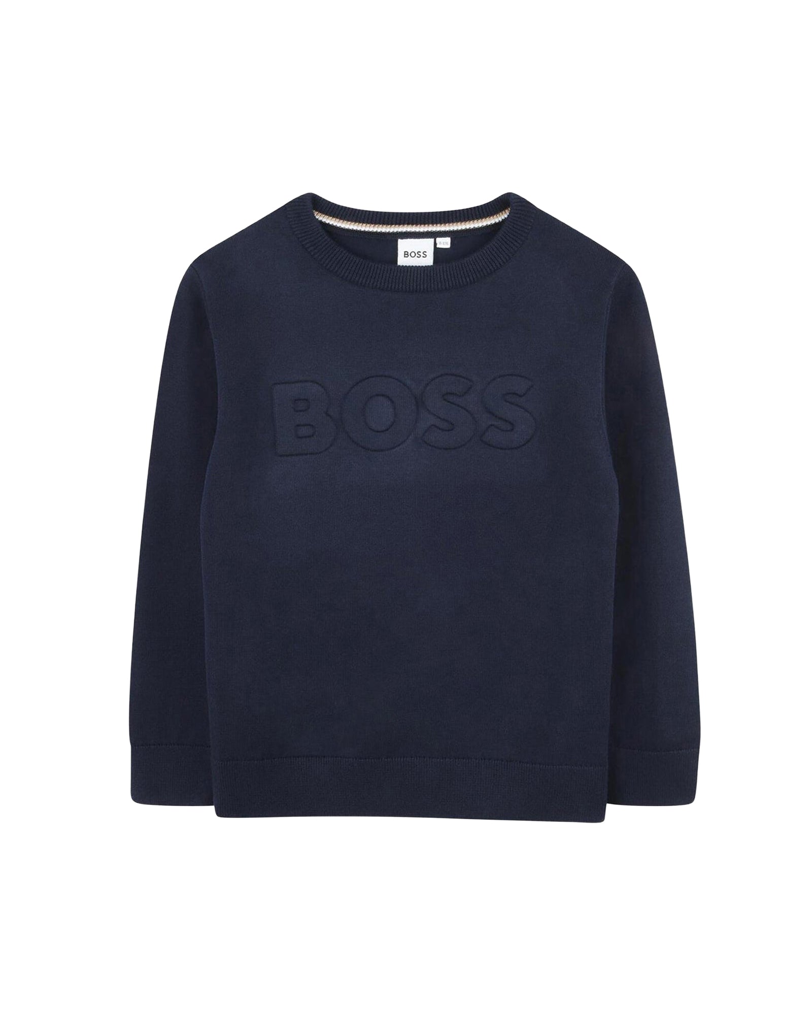 Pull à logo embossé en coton - Bleu Cargo