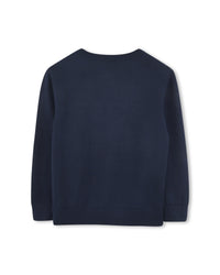 Pull à logo embossé en coton - Bleu Cargo