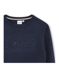 Pull à logo embossé en coton - Bleu Cargo