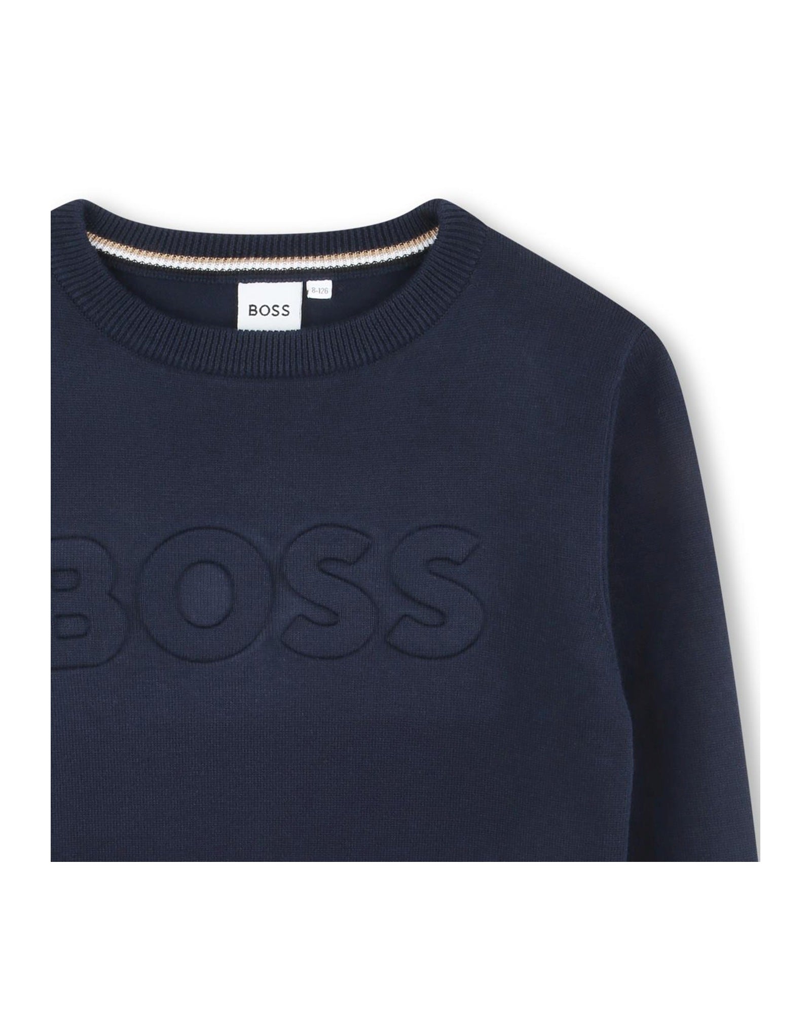 Pull à logo embossé en coton - Bleu Cargo