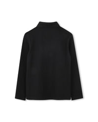 Long-sleeved cotton striped polo shirt - Black