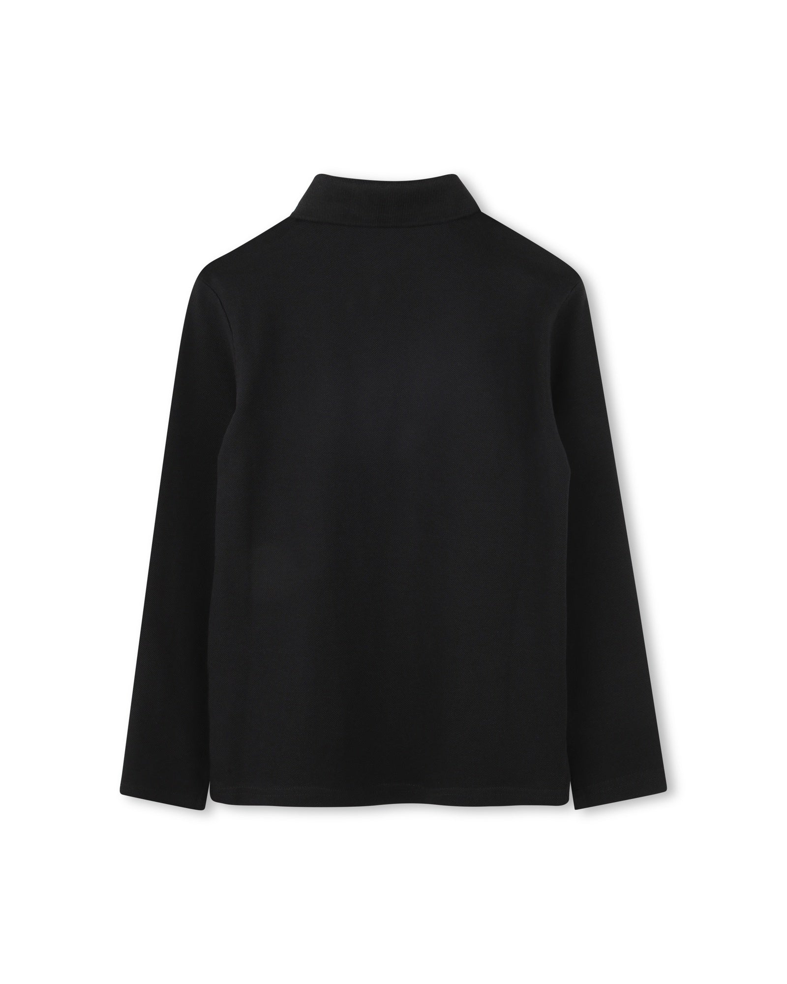 Long-sleeved cotton striped polo shirt - Black