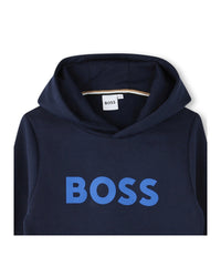 Sweatshirt à manches longues à capuche en coton - Bleu Cargo