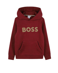 Long-sleeved cotton hooded sweatshirt - Garnet