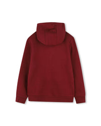 Long-sleeved cotton hooded sweatshirt - Garnet
