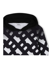 Sweat à capuche monogramme en coton - Black