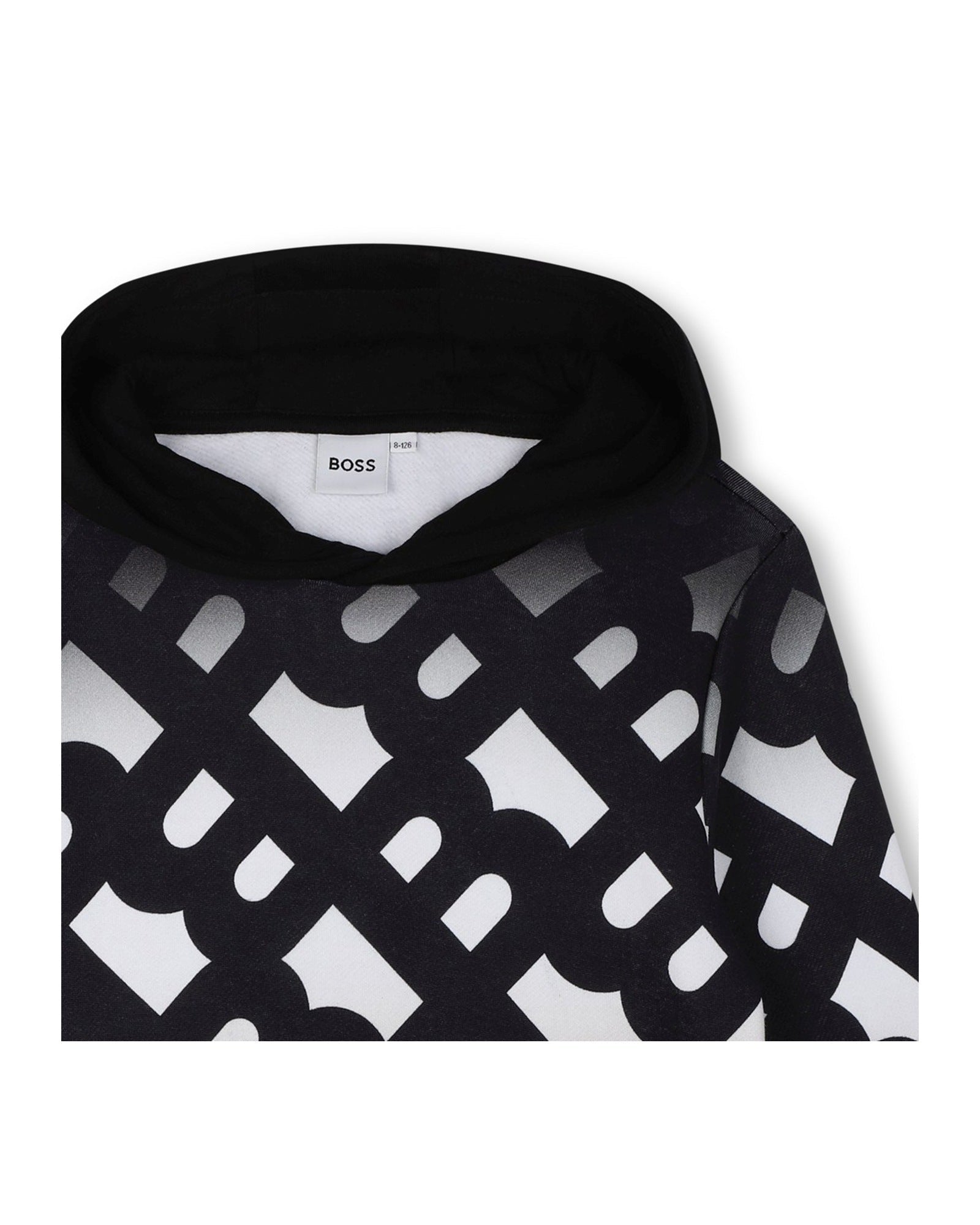 Sweat à capuche monogramme en coton - Black