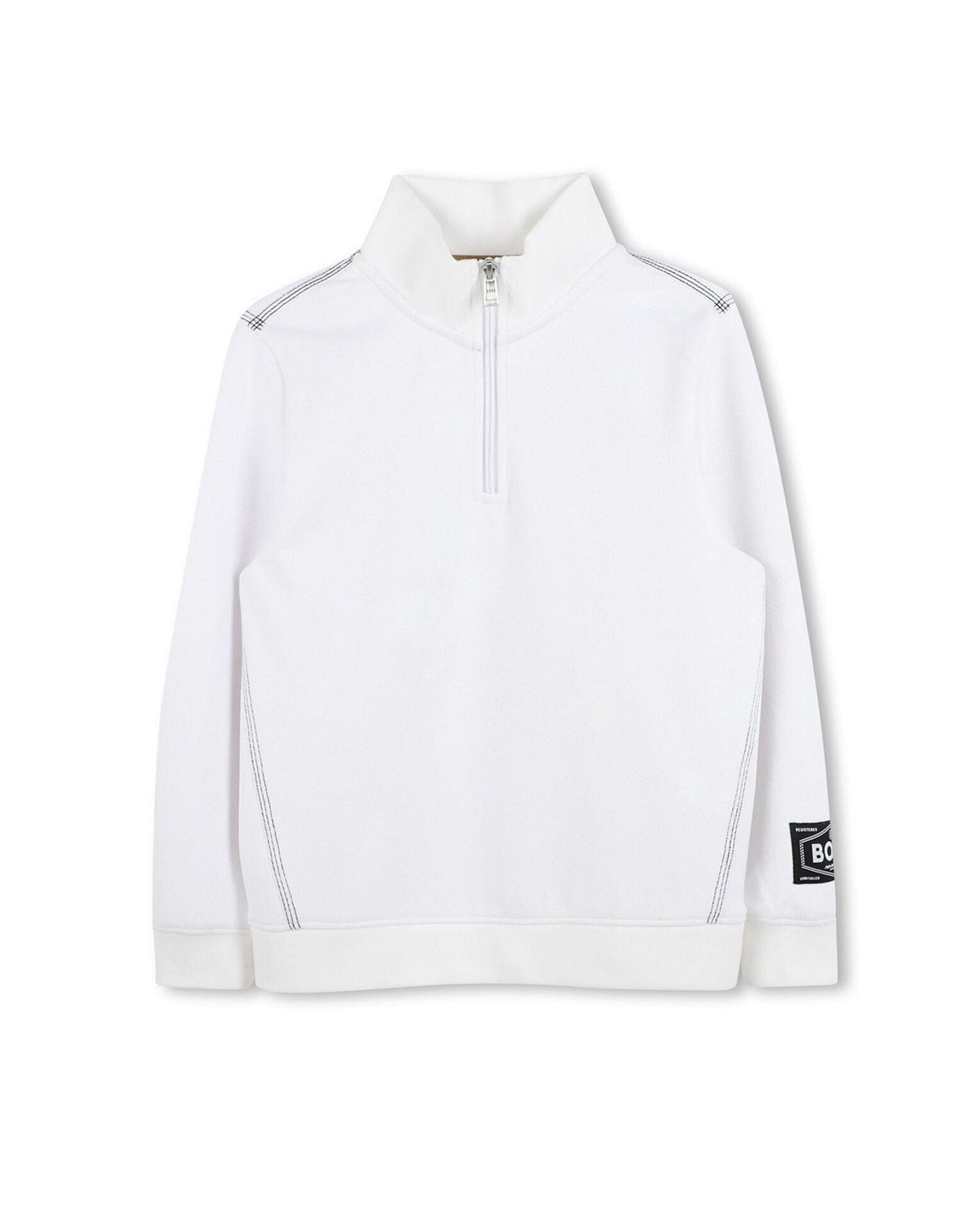Cotton high neck zip jumper - White