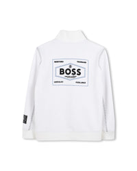 Cotton high neck zip jumper - White