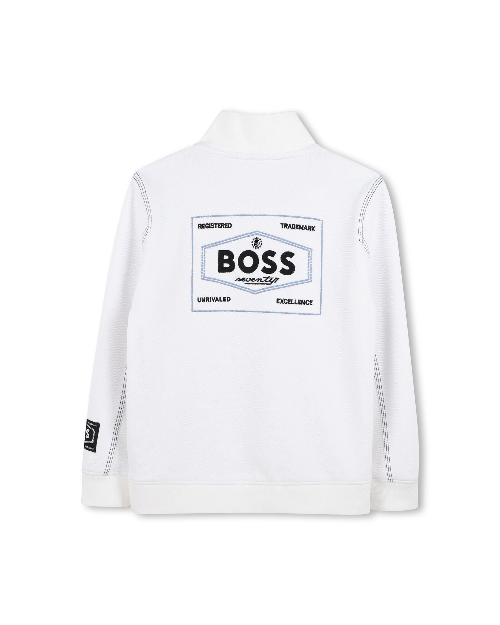 Cotton high neck zip jumper - White