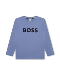 Long-sleeved cotton logo T-shirt - Mist