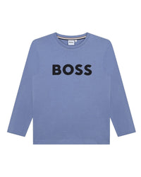 Long-sleeved cotton logo T-shirt - Mist