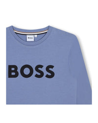Long-sleeved cotton logo T-shirt - Mist