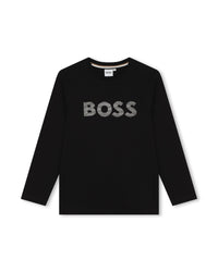 T-shirt à manches longues à logo en coton - Black