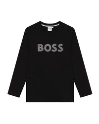 T-shirt à manches longues à logo en coton - Black