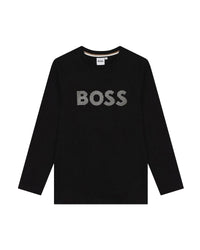 Long-sleeved cotton T-shirt with logo - Black