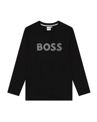 T-shirt à manches longues à logo en coton - Black