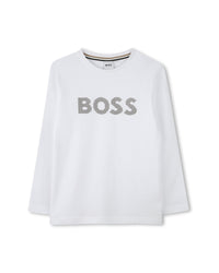T-shirt à manches longues à logo en coton - Blanc