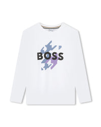 Long-sleeved cotton fantasy print T-shirt - White