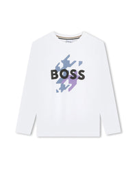 Long-sleeved cotton fantasy print T-shirt - White