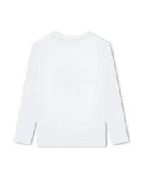 Long-sleeved cotton fantasy print T-shirt - White